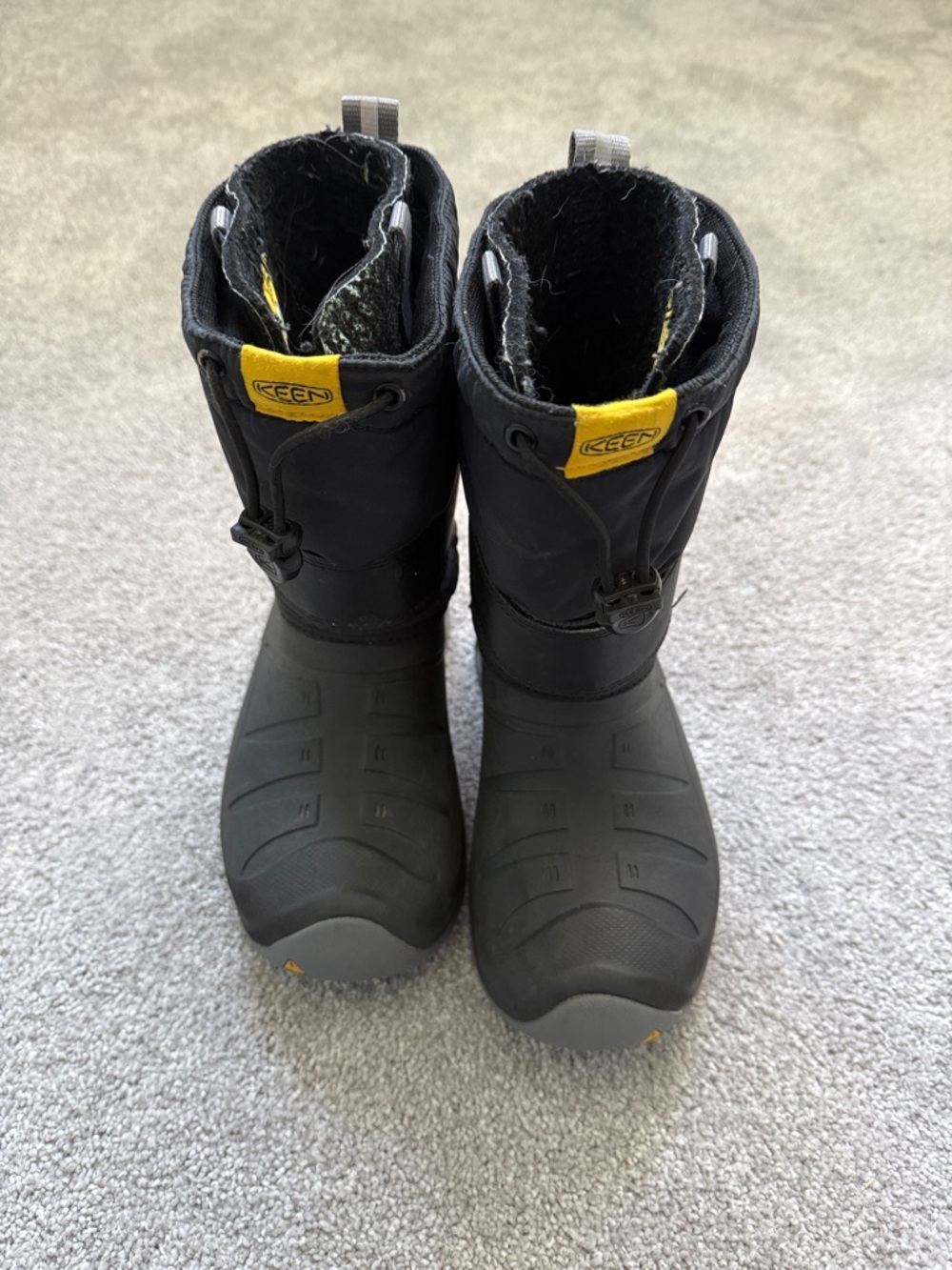 Keen Black Winter Boots with Yellow Tabs